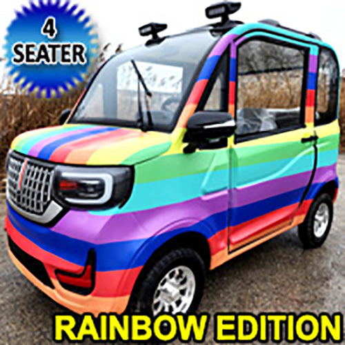 Excellent Coco Coupe Rainbow Edition 60v Electric 4 Seater Golf Cart LSV Car - Pride Ride